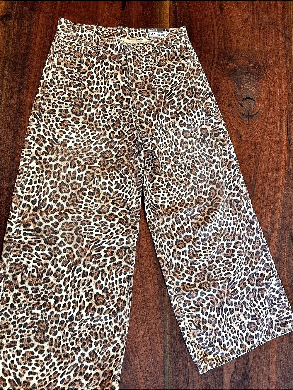 GAP Baggy Mid Rise Leopard Jeans Wide Leg Pants Size 6
